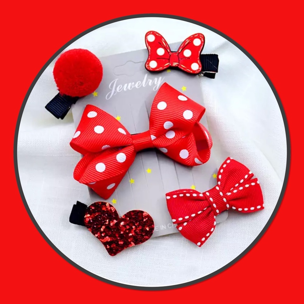 ❤️New❤️2/$10 (5 Piece Set Red & White Hair Clip)❤️